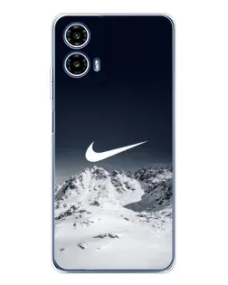 Чехол для Motorola Moto G35 с картинкой «Nike — зимние горы»