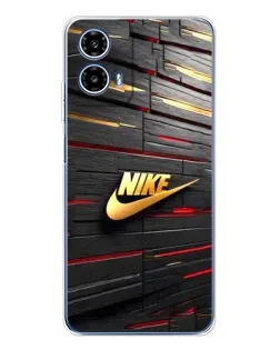 Чехол для Motorola Moto G35 с картинкой «Золотой Nike на металле»