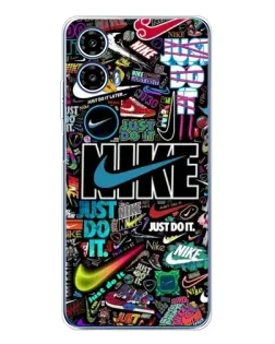 Чехол для Motorola Moto G35 с картинкой «Яркий коллаж Nike»