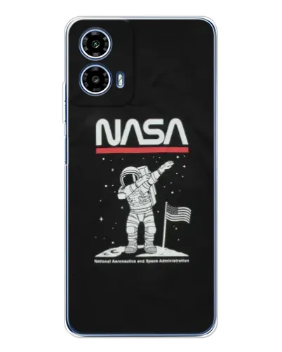 Чехол для Motorola Moto G35 с картинкой «NASA — шагаем по Луне»