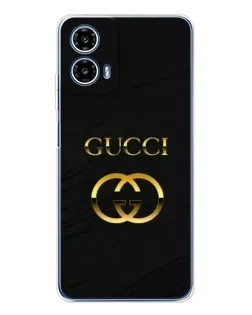 Чехол для Motorola Moto G35 с картинкой «Золотой логотип Gucci»