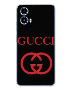 Чехол для Motorola Moto G35 с картинкой «Gucci — красный логотип»