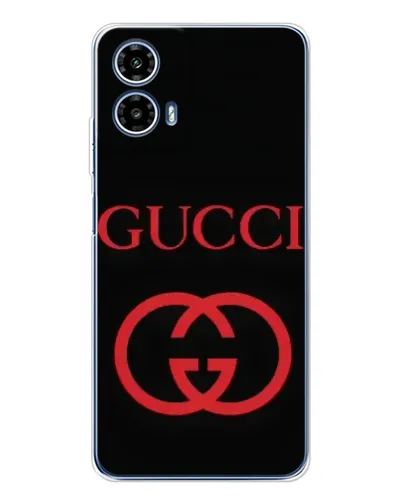 Чехол для Motorola Moto G35 с картинкой «Gucci — красный логотип»