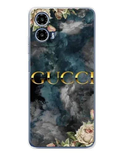 Чехол для Motorola Moto G35 с картинкой «Абстрактные цветы Gucci»