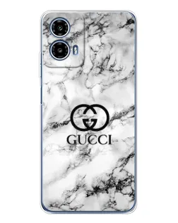 Чехол для Motorola Moto G35 с картинкой «Gucci — мраморный шик»