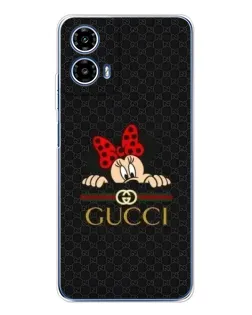 Чехол для Motorola Moto G35 с картинкой «Минни Маус Gucci — черный»