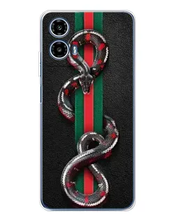 Чехол для Motorola Moto G35 с картинкой «Gucci — змея на полосе»