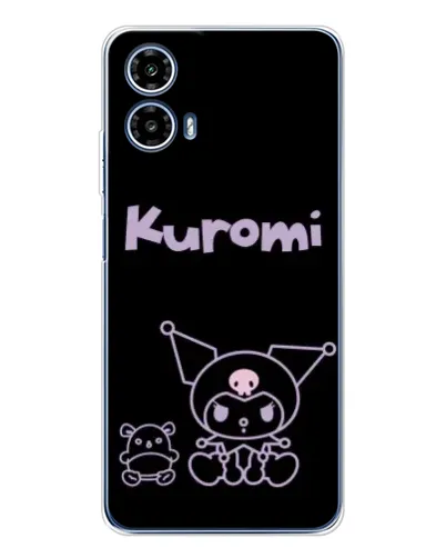 Чехол для Motorola Moto G35 с картинкой «Kuromi — черный минимализм»