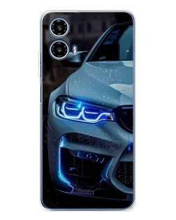 Чехол для Motorola Moto G35 с картинкой «Взгляд BMW с синими фарами»