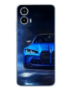 Чехол для Motorola Moto G35 с картинкой «Голубая BMW M4»