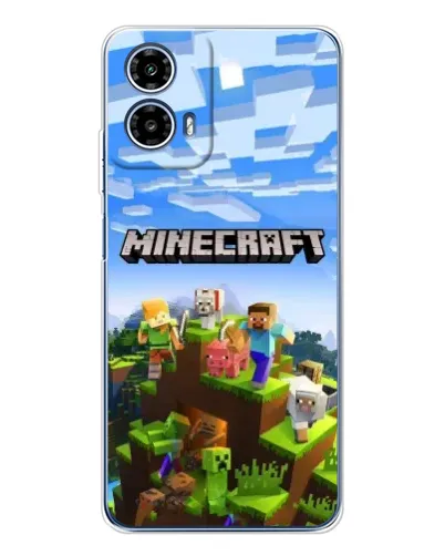 Чехол для Motorola Moto G35 с картинкой «Minecraft классический мир»
