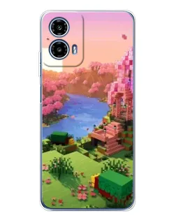Чехол для Motorola Moto G35 с картинкой «Розовое дерево Minecraft»