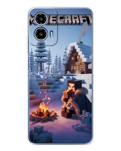 Чехол для Motorola Moto G35 с картинкой «Зимний Minecraft»