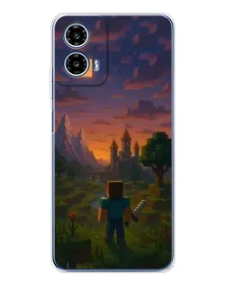 Чехол для Motorola Moto G35 с картинкой «Стив у башни»