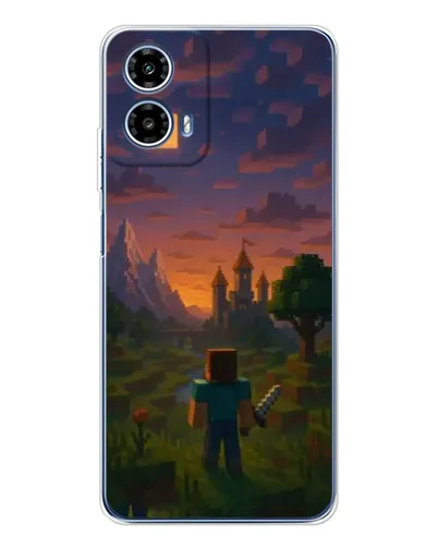 Чехол для Motorola Moto G35 с картинкой «Стив у башни»