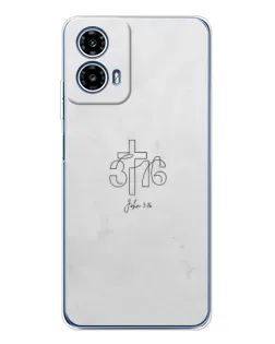 Чехол для Motorola Moto G35 с картинкой «Иоанна 3:16 Крест»