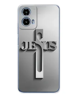Чохол для Motorola Moto G35 з картинкою «Металевий хрест Jesus»