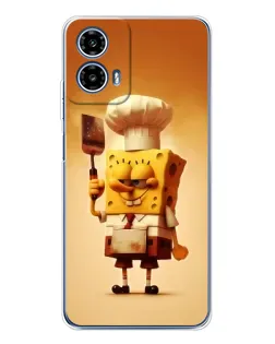 Чехол для Motorola Moto G35 с картинкой «Губка Боб повар»