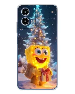Чехол для Motorola Moto G35 с картинкой «Рождественский Спанч Боб»