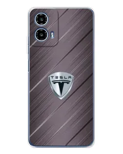 Чехол для Motorola Moto G35 с картинкой «Металлическая текстура Tesla»