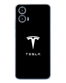 Чехол для Motorola Moto G35 с картинкой «Tesla White Logo»