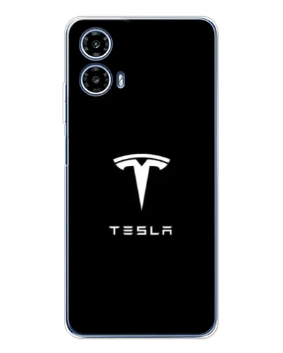 Чехол для Motorola Moto G35 с картинкой «Tesla White Logo»