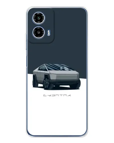 Чехол для Motorola Moto G35 с картинкой «Серебристый Cybertruck Tesla»
