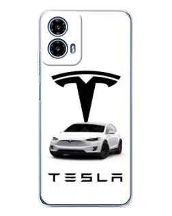 Чехол для Motorola Moto G35 с картинкой «Tesla White Style»