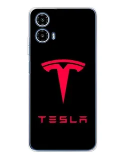 Чехол для Motorola Moto G35 с картинкой «Tesla Red Logo»