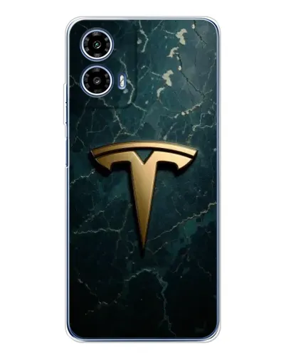Чехол для Motorola Moto G35 с картинкой «Мраморная Tesla Gold»