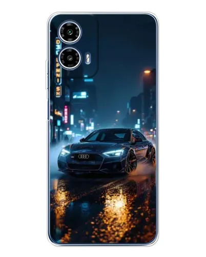 Чехол для Motorola Moto G35 с картинкой «Ночной город и Audi»