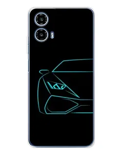 Чехол для Motorola Moto G35 с картинкой «Голубой силуэт Lamborghini»