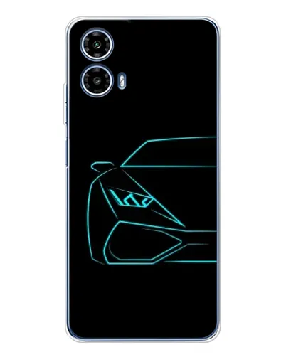 Чехол для Motorola Moto G35 с картинкой «Голубой силуэт Lamborghini»