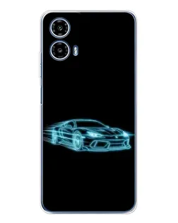 Чехол для Motorola Moto G35 с картинкой «Неоновый контур Lamborghini»