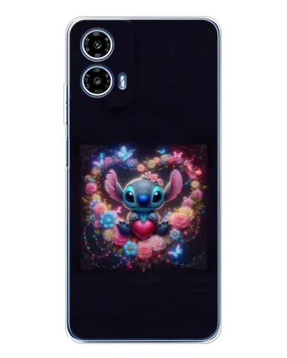 Чехол для Motorola Moto G35 с картинкой «Stitch в цветах»