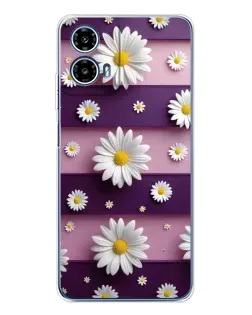 Чехол для Motorola Moto G35 с картинкой «Ромашки на фиолетовом»