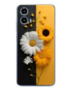 Чехол для Motorola Moto G35 с картинкой «Подсолнух и ромашка»