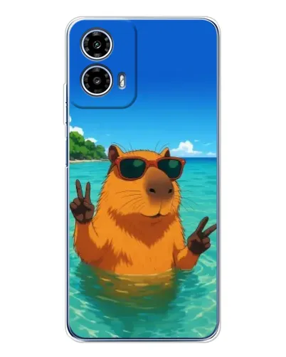 Чехол для Motorola Moto G35 с картинкой «Морская капибара»