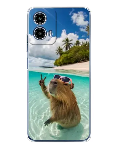 Чехол для Motorola Moto G35 с картинкой «Капибара на море»