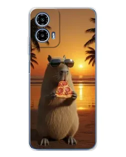 Чехол для Motorola Moto G35 с картинкой «Капибара с пиццей» Чехол для Motorola Moto G35 с картинкой «Капибара с пиццей»