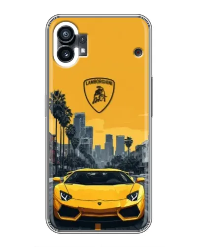 Чехол для Motorola Moto G36 с картинкой «Желтый Lamborghini город»