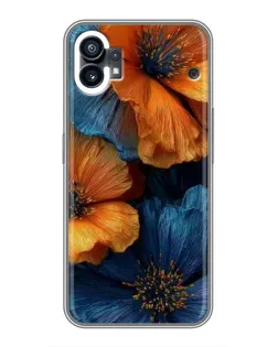 Чехол для Motorola Moto G36 с картинкой «Яркая сине-оранжевая флора»
