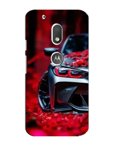 Чехол для Motorola MOTO G4 Play с картинкой «Спортивная BMW и цветы»