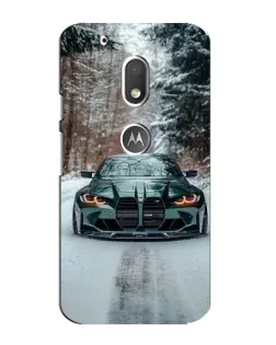 Чехол для Motorola MOTO G4 Play с картинкой «BMW в зимнем лесу»