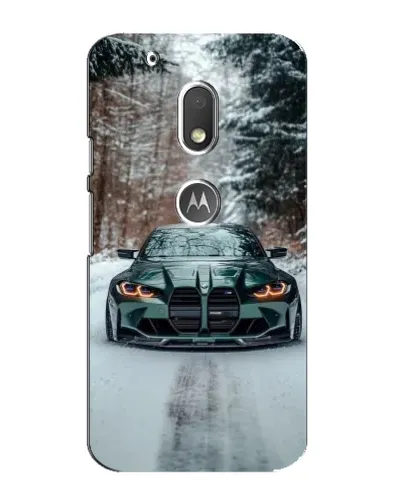 Чехол для Motorola MOTO G4 Play с картинкой «BMW в зимнем лесу»