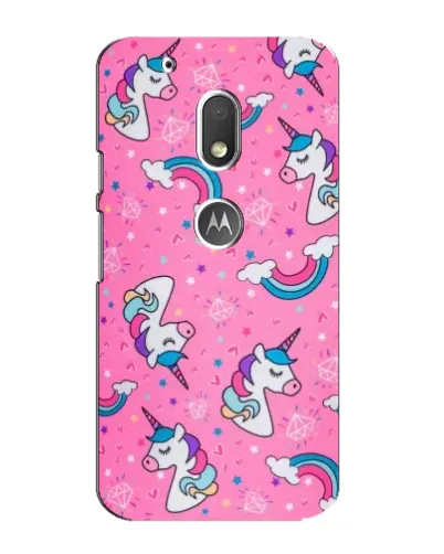 Чехол для Motorola MOTO G4 Play с картинкой «Unicorn паттерн розовый»