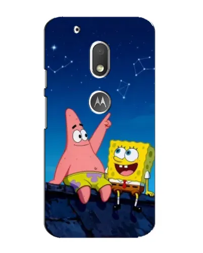 Чехол для Motorola MOTO G4 Play с картинкой «Губка Боб и Патрик ночью»