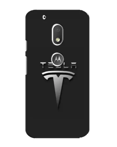 Чехол для Motorola MOTO G4 Play с картинкой «Стальной логотип Tesla»