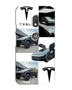 Чехол для Motorola MOTO G4 Play с картинкой «Коллаж Cybertruck Tesla»