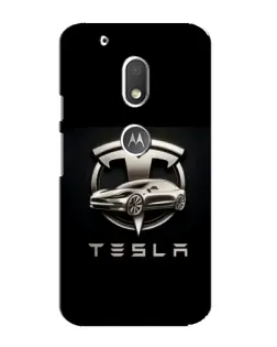 Чехол для Motorola MOTO G4 Play с картинкой «Tesla — серебристое авто»